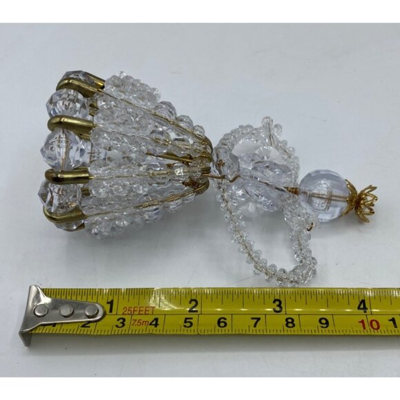 Handmade Beaded Safety Pin Angel Ornament Clear Gold Acrylic Beads Holiday Decor - Picture 8 of 9